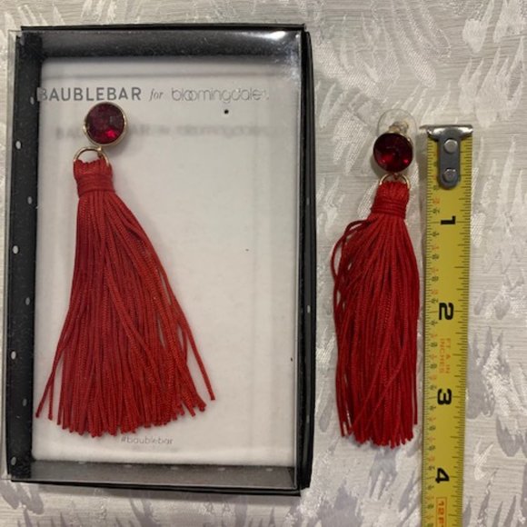 Red Baublebar Drop Tassel Valentine’s Day Earrings - Picture 2 of 3